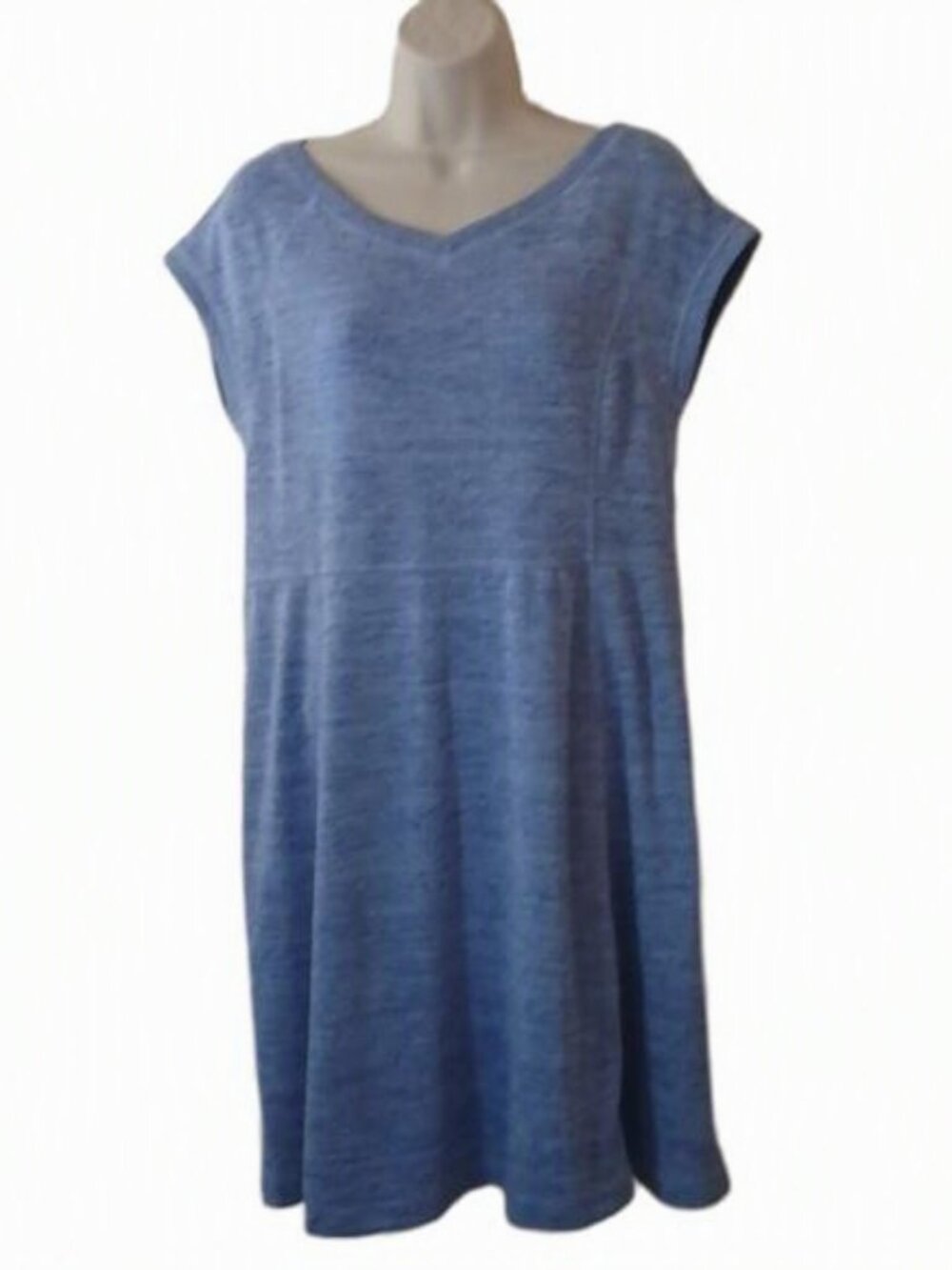 Light Blue Heathered Knit Dress – Petite Large